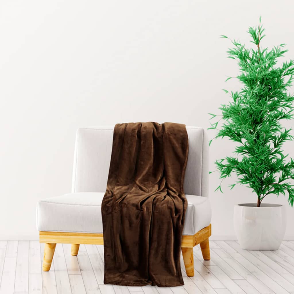 vidaXL Blanket Cocoa Brown 150×200 cm Polyester