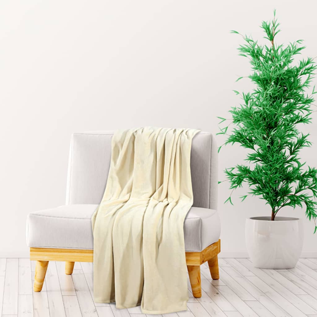 vidaXL Blanket Cream 130×170 cm Polyester