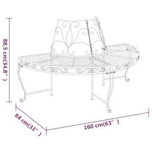 Půlkruhové lavice kolem stromu 2 ks Ø 160 cm černé ocel - obrázek 6