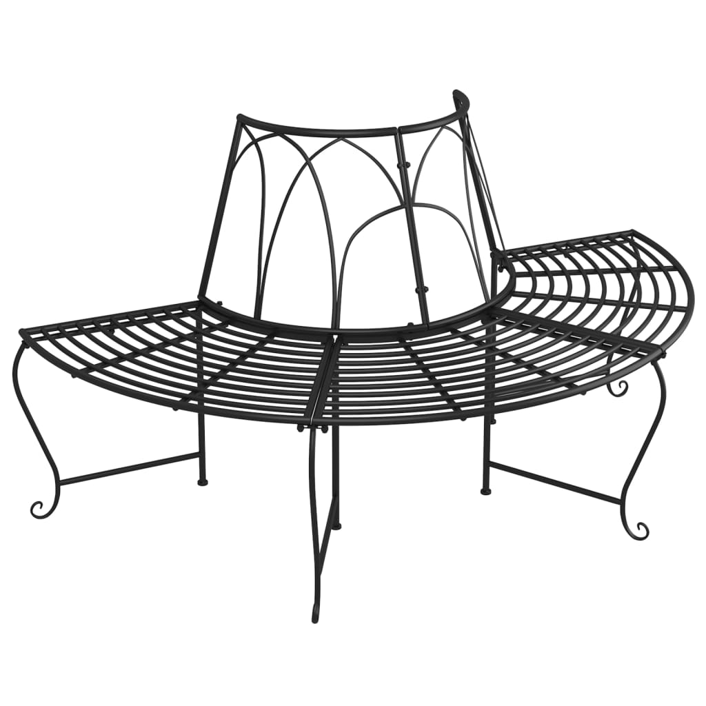 vidaXL Boombanken 2 st halfrond Ø159 cm staal zwart afbeelding