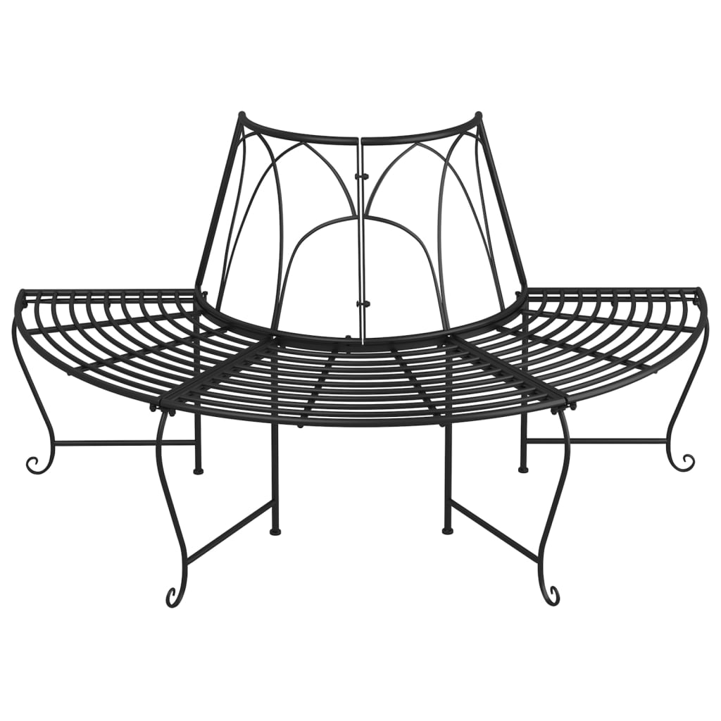 Thumbnail - vidaXL Baumbänke Halbrund 2 Stk. Ø159 cm Schwarz Stahl
