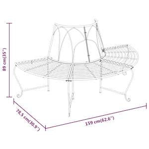 Půlkruhové lavice kolem stromu 2 ks Ø 159 cm černé ocel - obrázek 6