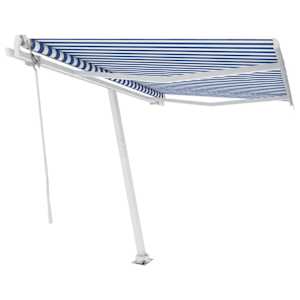 vidaXL Auvent automatique sur pied 300x250 cm bleu/blanc
