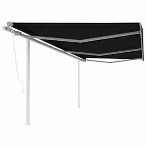 vidaXL Automatic Retractable Awning with Posts 6x3 m Anthracite