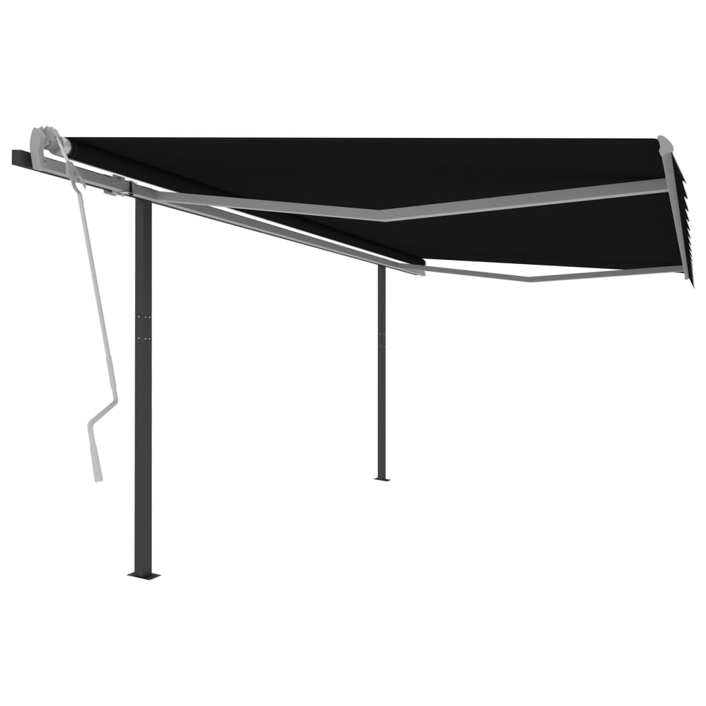 vidaXL Automatic Retractable Awning with Posts 4x3 m Anthracite