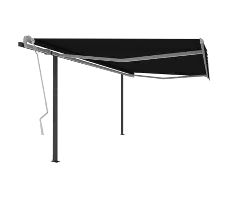 vidaXL Automatic Retractable Awning with Posts 4x3 m Anthracite