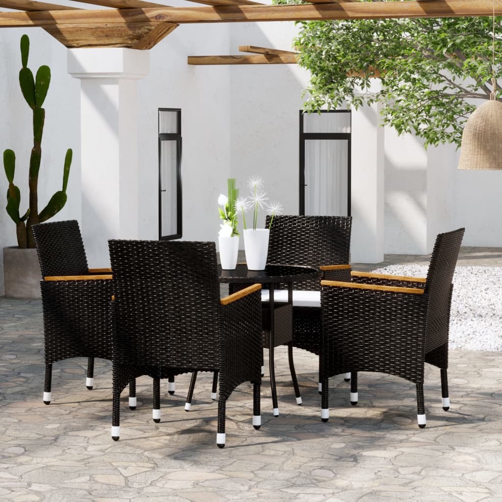 vidaXL Set mobilier bistro grădină 3 piese negru poliratan și sticlă