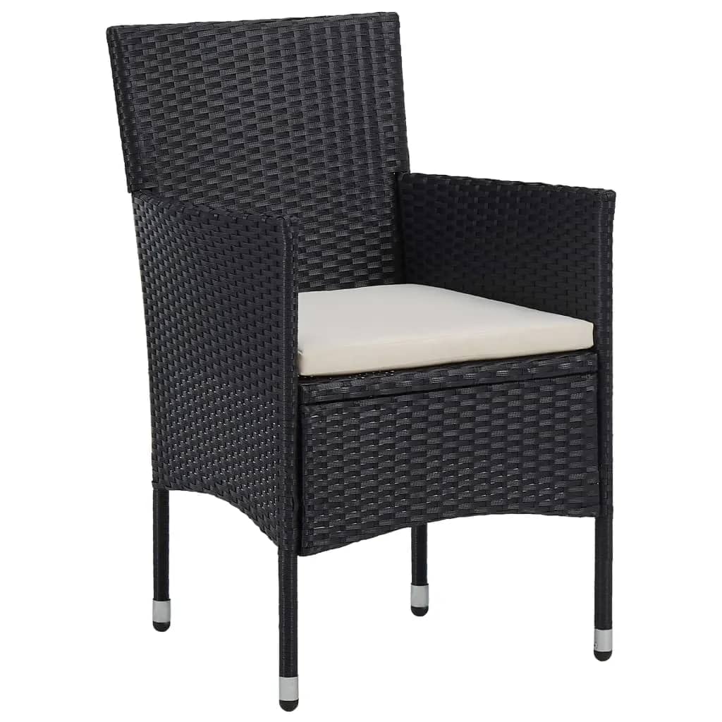 Thumbnail - vidaXL 3-tlg. Garten-Essgruppe Poly Rattan und Hartglas Schwarz