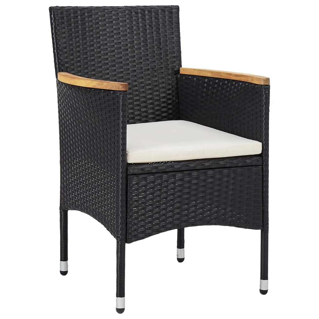 Stół ogrodowy z krzesłami polirattanowymi, czarny, 80x80x75 cm