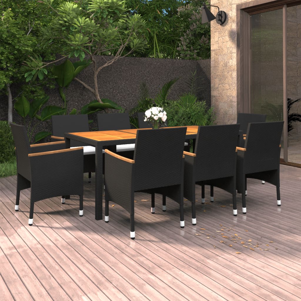 9 Piece Garden Dining Set Poly Rattan and Solid Wood — photo 1 of 8