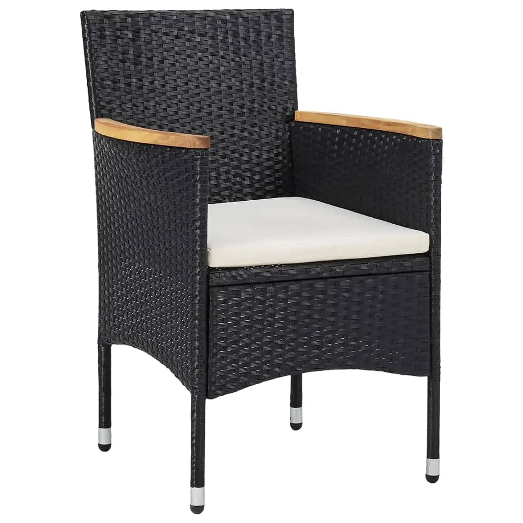 vidaXL 5-delige Tuinset poly rattan en massief hout zwart afbeelding