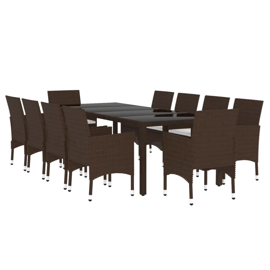 vidaXL Set mobilier de grădină, 11 piese, maro, poliratan