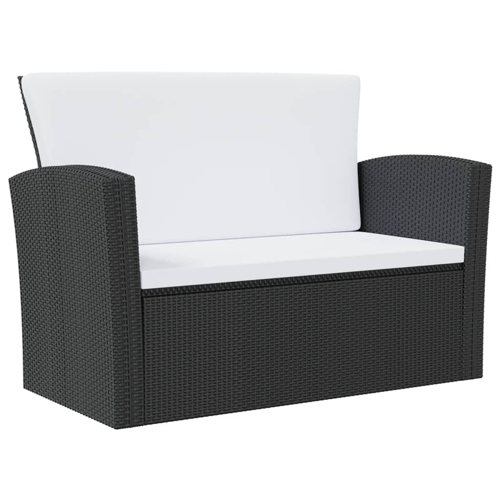 

vidaXL 8-delige Loungeset met kussens poly rattan zwart