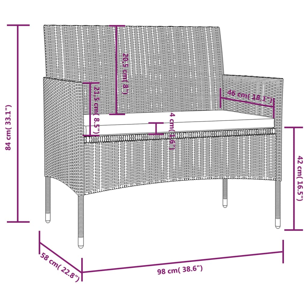 Ogród Komplet Polirattanowy 2x Sofa 2-osobowa, 4x Fotel, 2x Stolik, 6x Poduszka