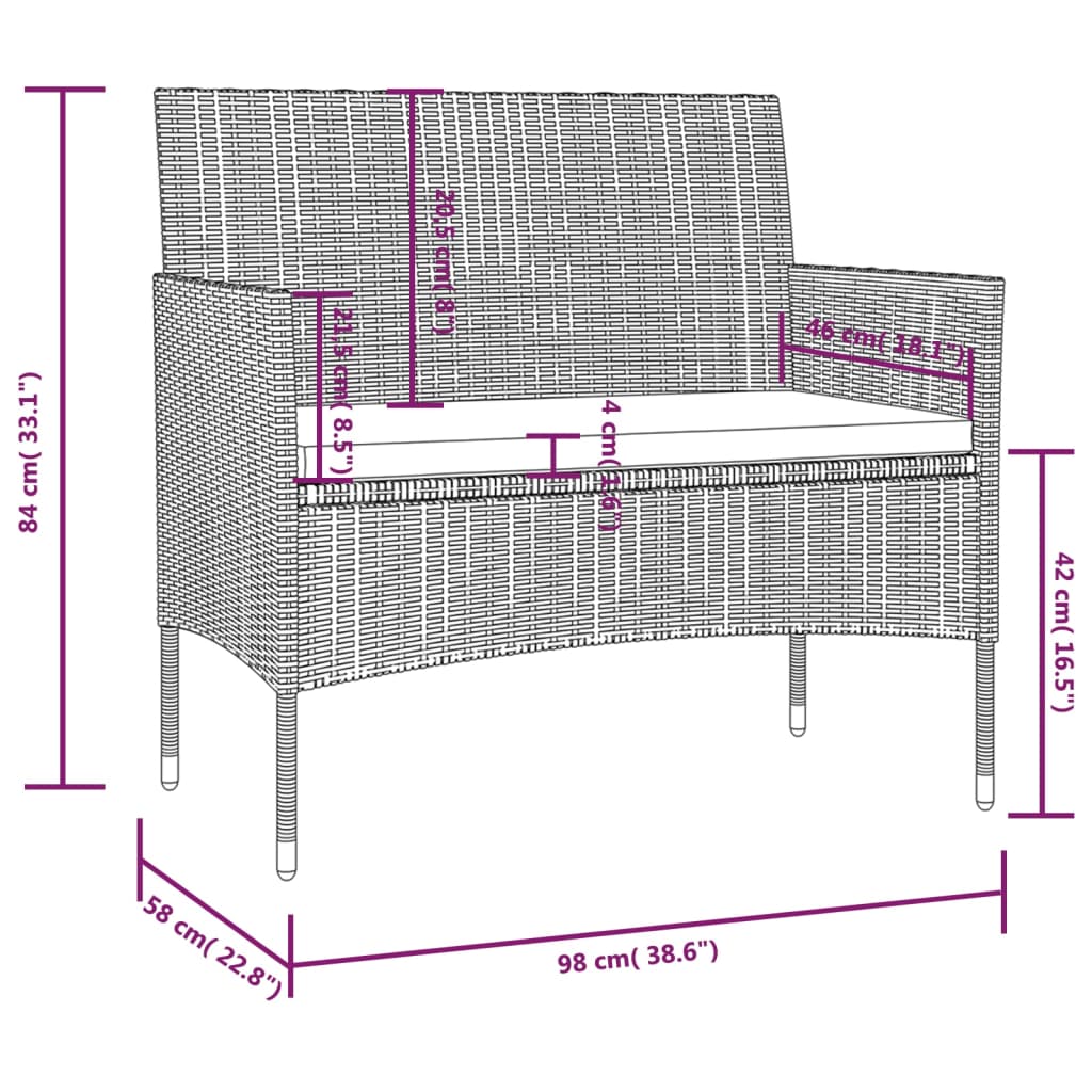 Set mobilier de grădină cu perne, 8 piese, maro, poliratan