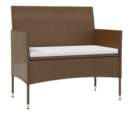 vidaXL Garden Lounge Set Brown PE rattan, powder-coated steel, glass
