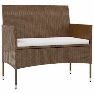 vidaXL Garden Lounge Set Brown PE rattan, powder-coated steel, glass