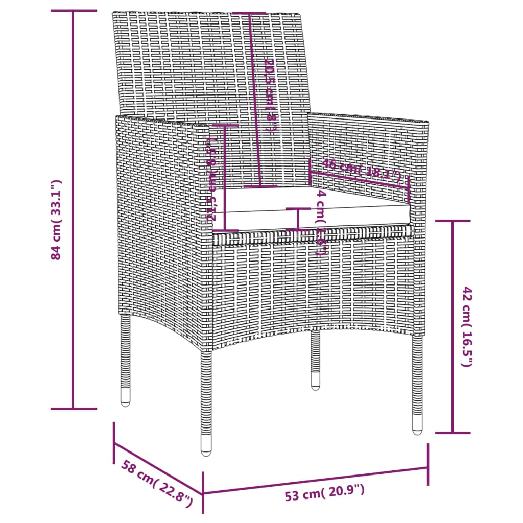 Set mobilier de grădină cu perne, 8 piese, gri, poliratan