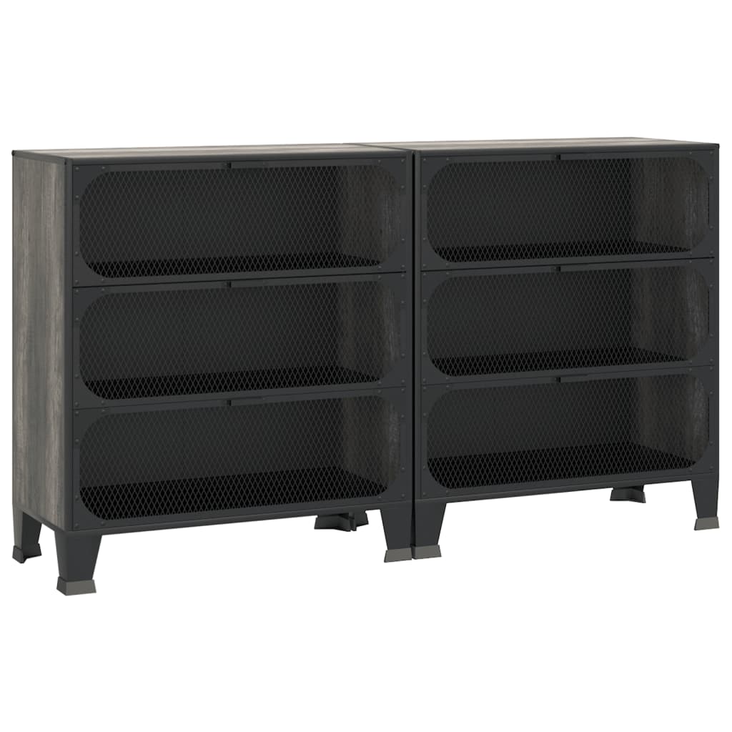 Image of vidaXL Storage Cabinets 2 pcs Grey 72x36x82 cm Metal and MDF