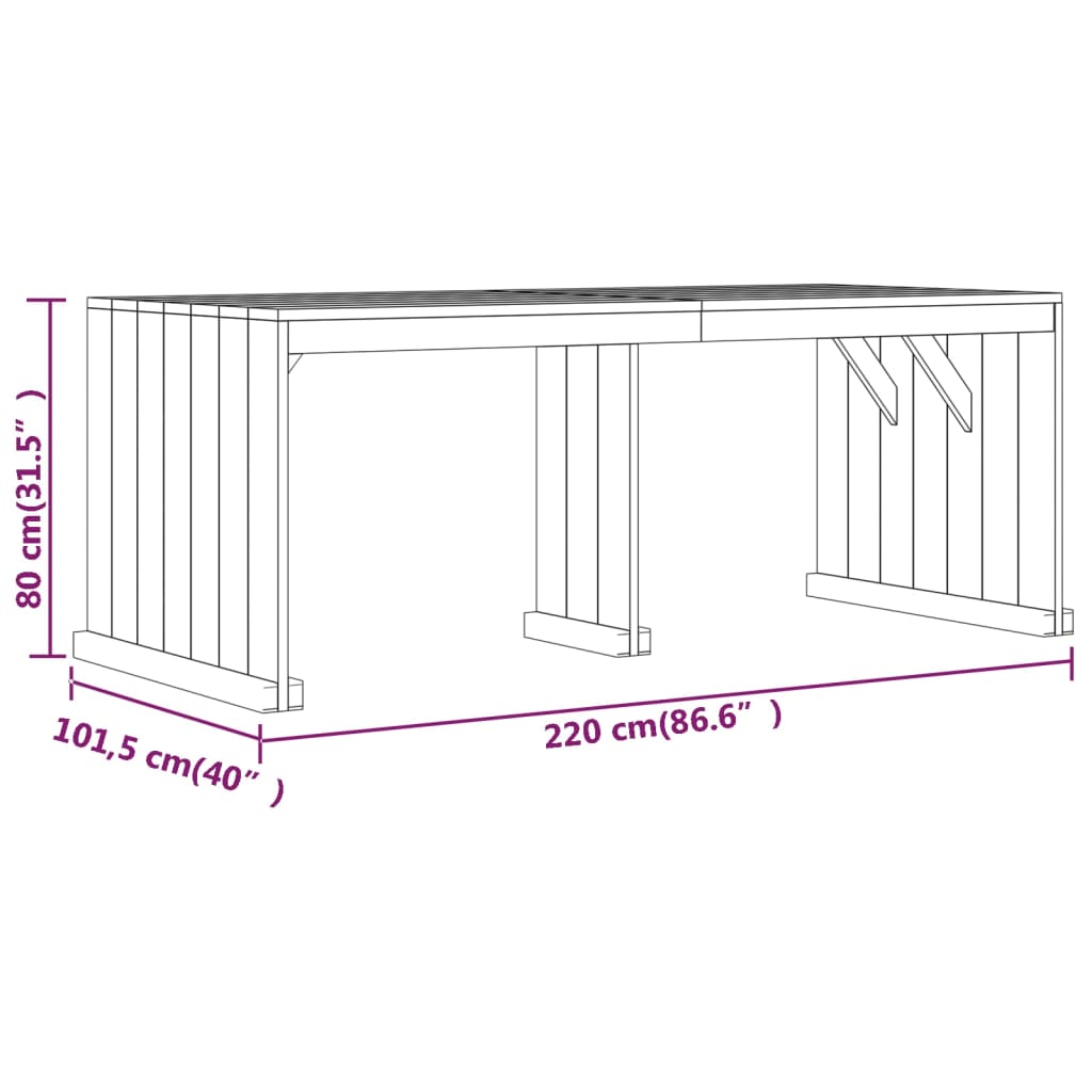 imagem de vidaXL 7 pcs conjunto de jantar p/ jardim pinho impregnado11