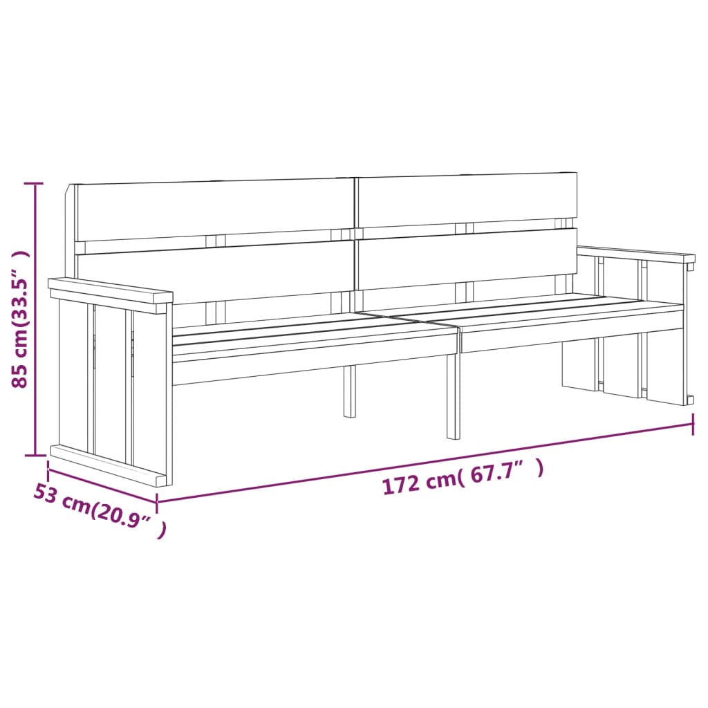 Set mobilier de grădină, 3 piese, lemn de pin tratat