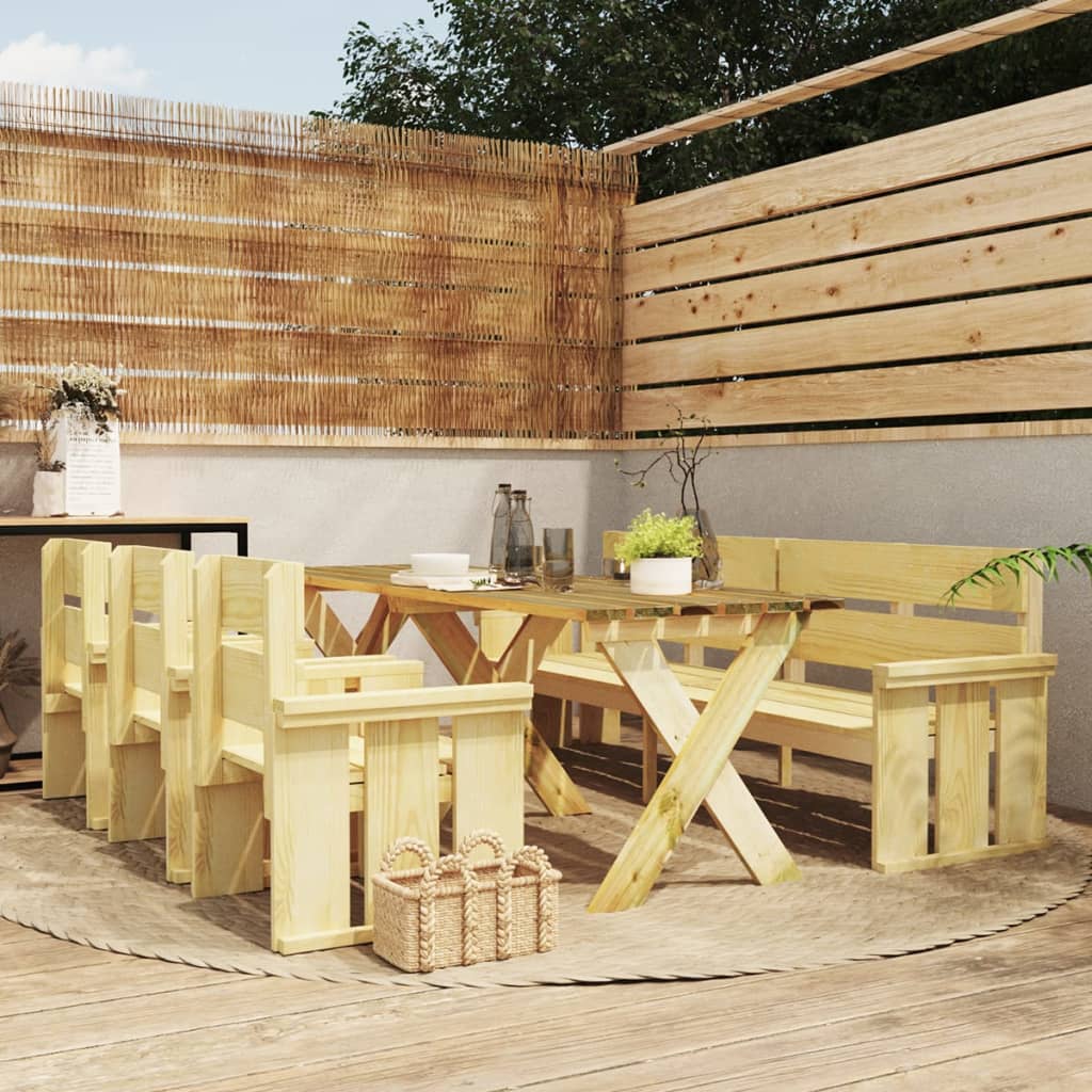 vidaXL Set mobilier de grădină, 5 piese, lemn de pin tratat Gradina imagine noua