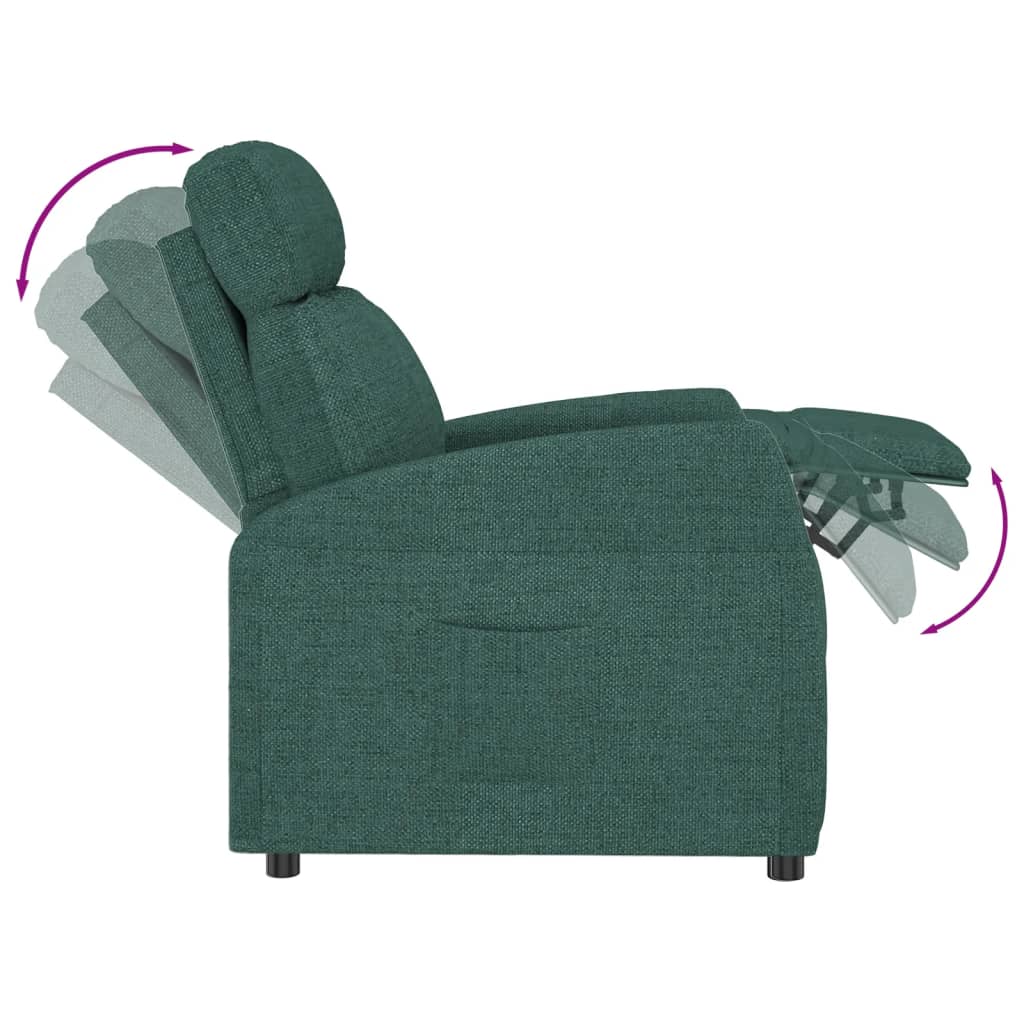 Polohovací křeslo tmavě zelené textil - obrázek 6