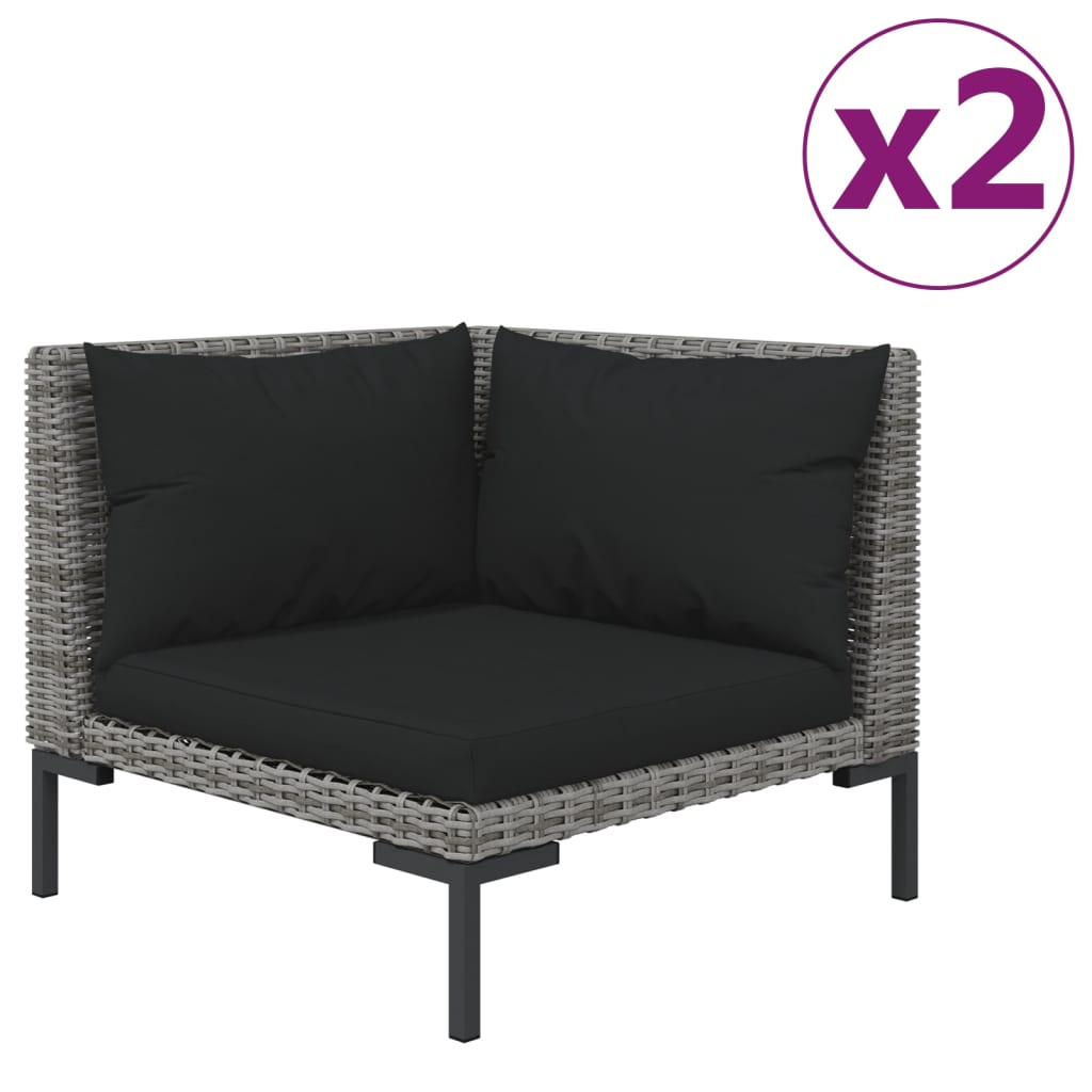 

vidaXL Tuinbanken 2 st met kussens halfrond poly rattan