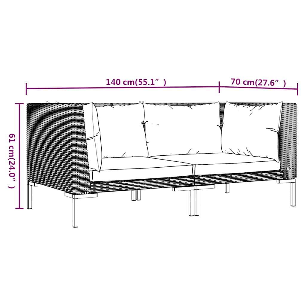 Dark Grey Outdoor Sectional Sofa with Cushions vidaXL - Picture 27 of 74
