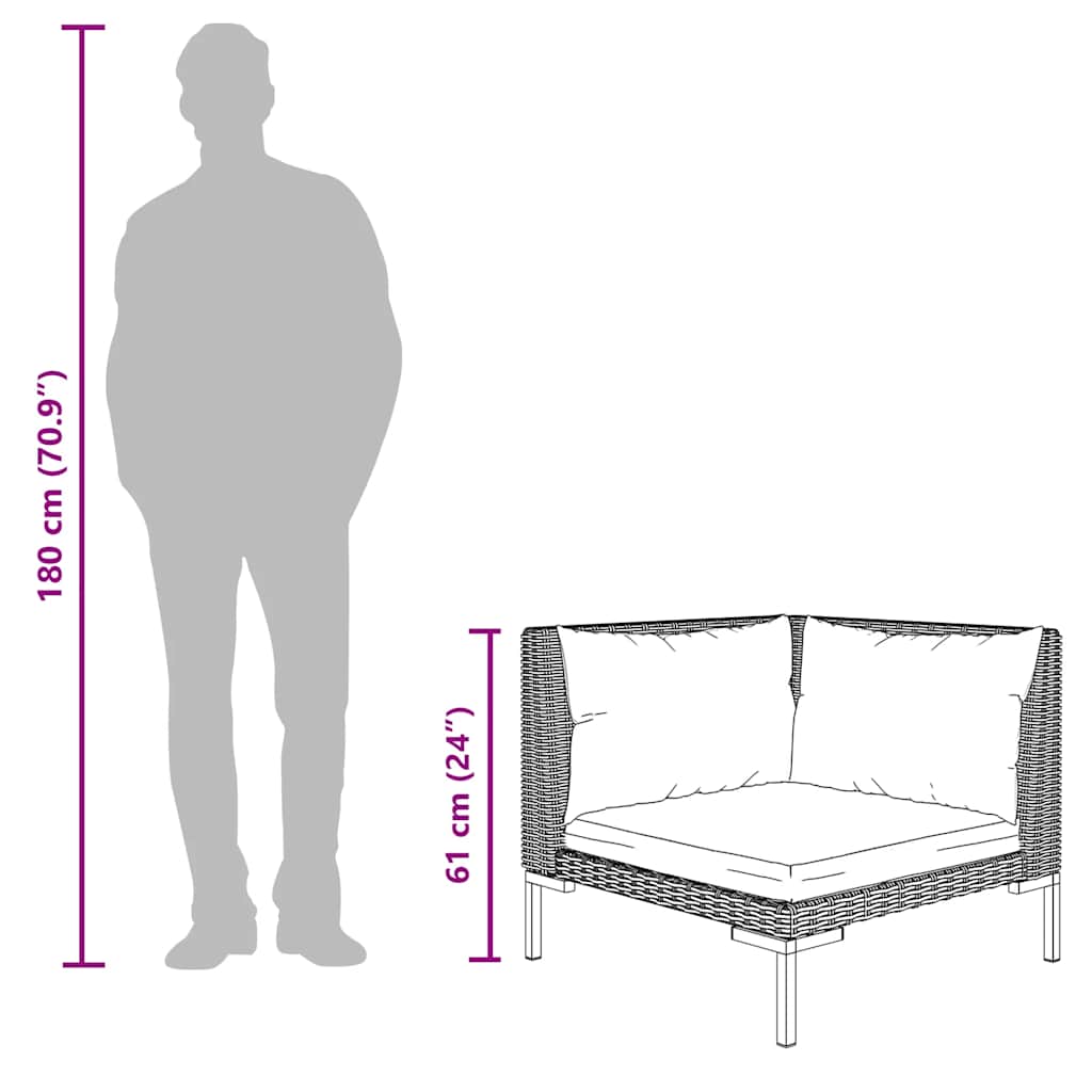 Dark Grey Outdoor Sectional Sofa with Cushions vidaXL - Picture 34 of 74