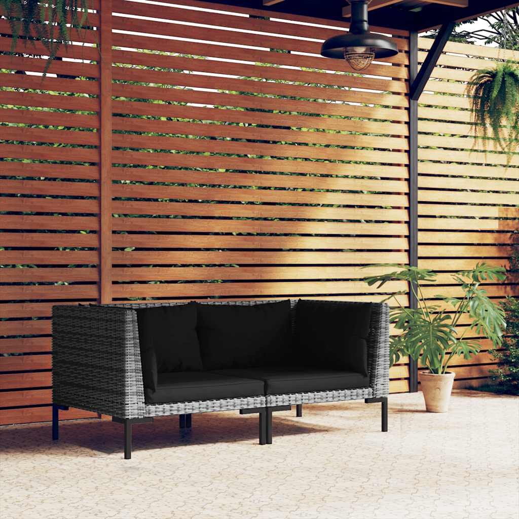 Dark Grey Outdoor Sectional Sofa with Cushions vidaXL - Picture 26 of 74