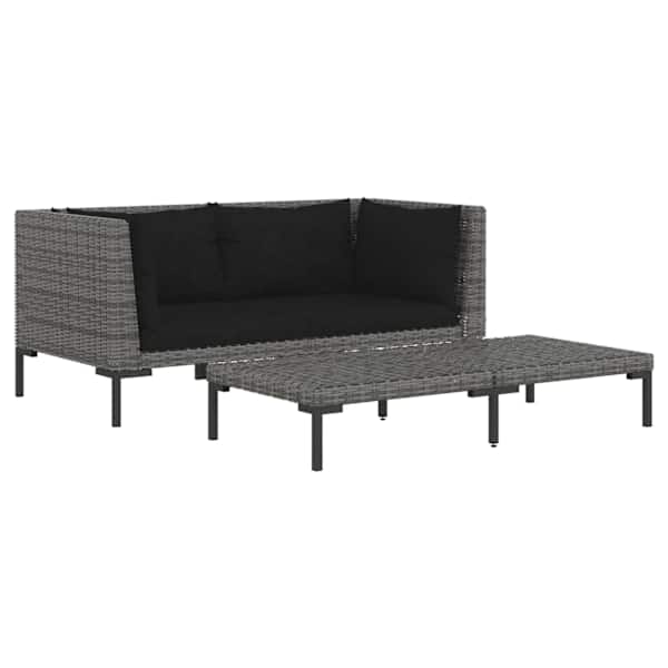 vidaXL 3-osaline aiam&ouml;&ouml;blikomplekt, tumehall, poolring, pol&uuml;rotang