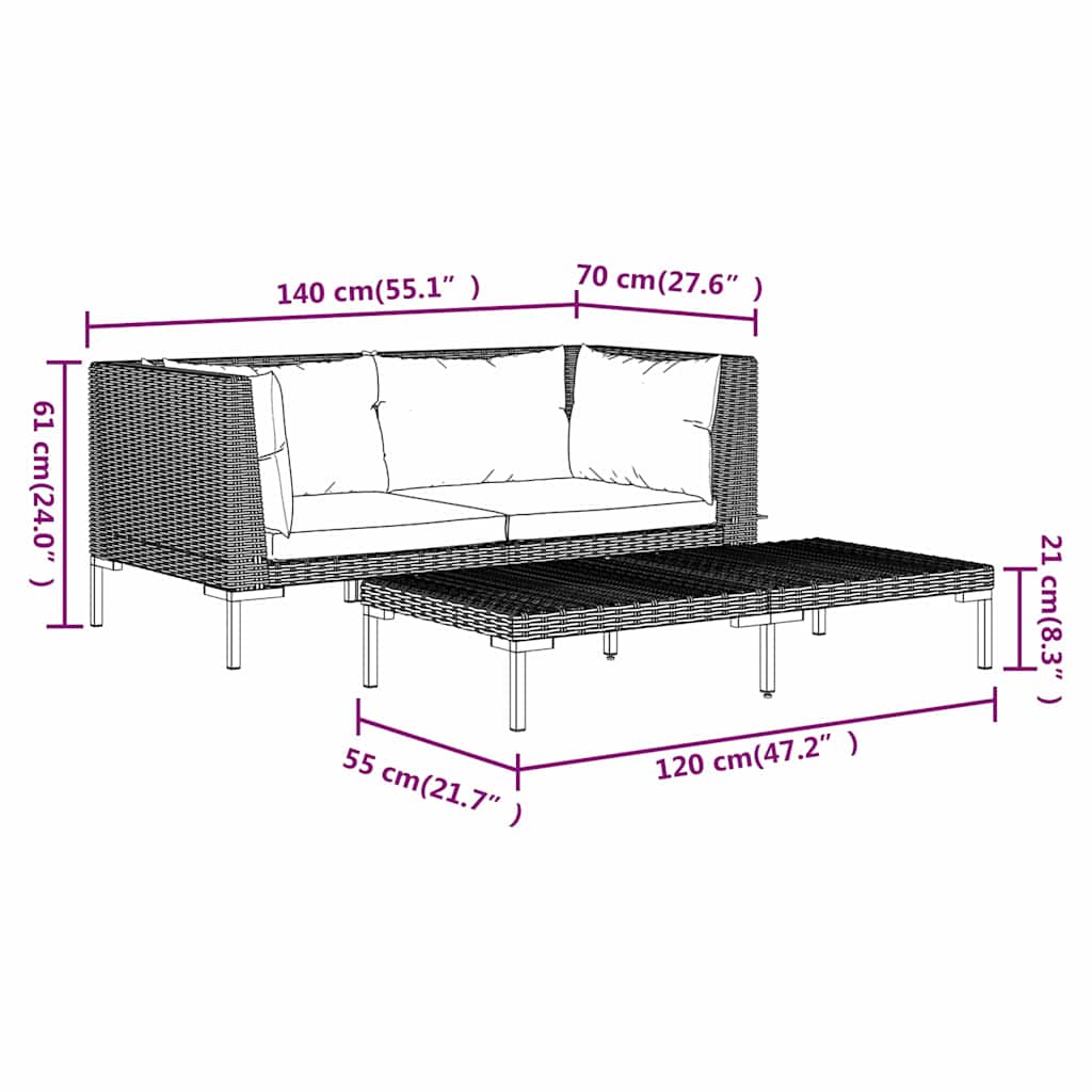 Dark Grey Outdoor Sectional Sofa with Cushions vidaXL - Picture 48 of 74