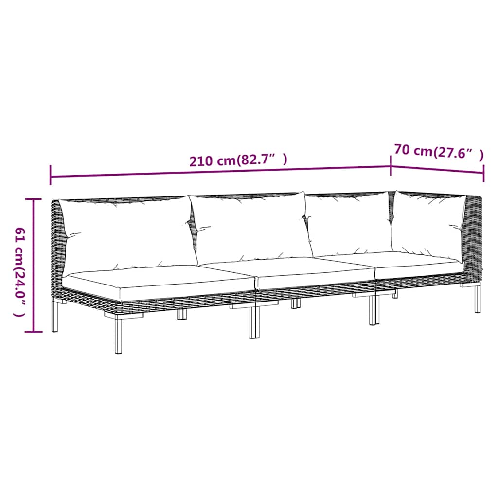 Dark Grey Outdoor Sectional Sofa with Cushions vidaXL - Picture 37 of 74