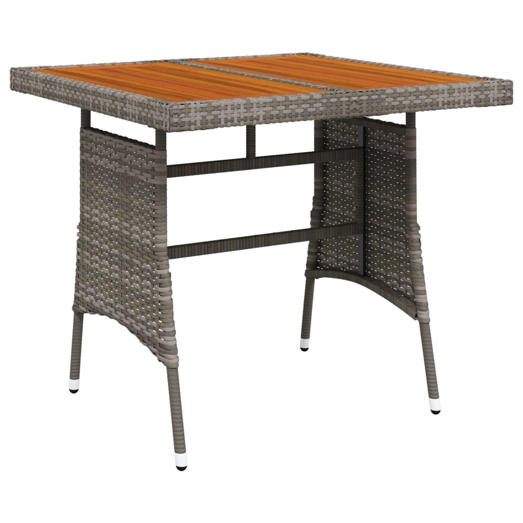 Image of vidaXL Garden Table Grey 70x70x72 cm Poly Rattan & Solid Acacia Wood