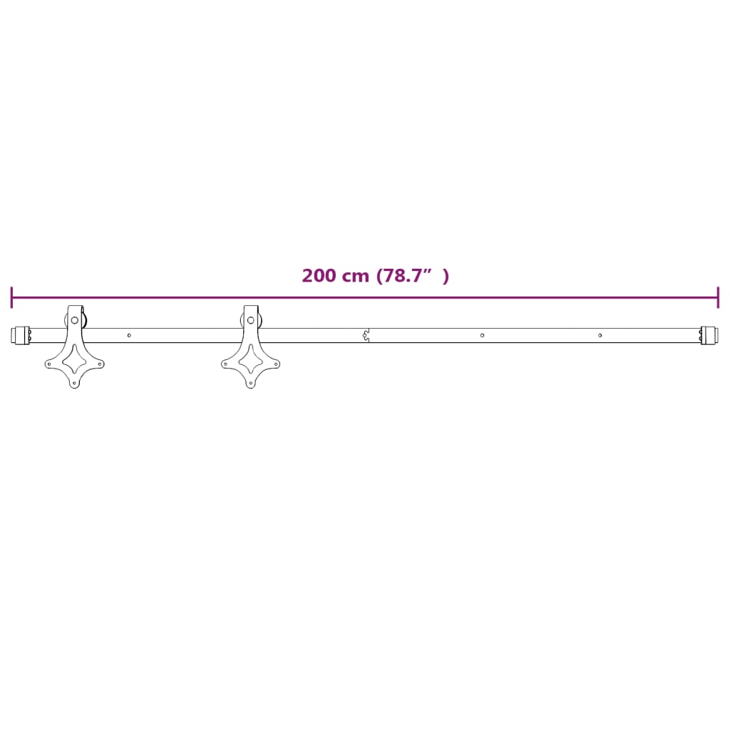 Fehér acél tolóajtó-szerelvényszett 200 cm 