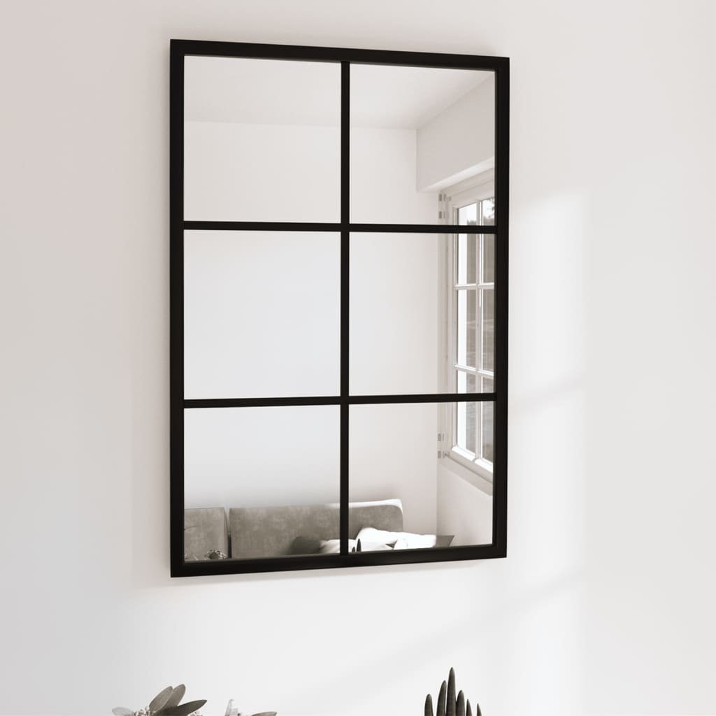 Nástěnné zrcadlo černé 60 x 40 cm kov