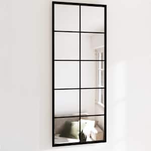 Stensko ogledalo črno 100x40 cm kovinsko