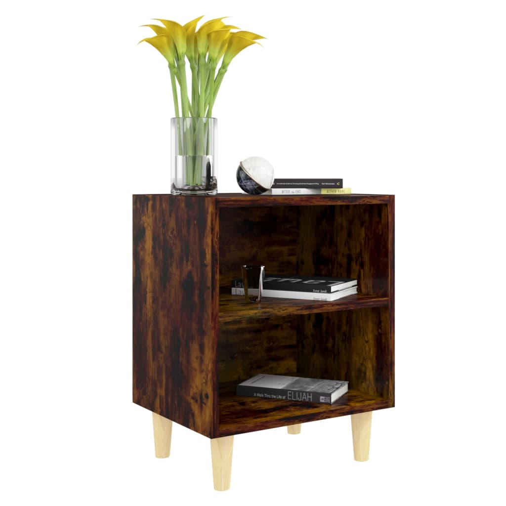 

vidaXL Nachtkastje met houten poten 40x30x50 cm gerookt eikenkleurig