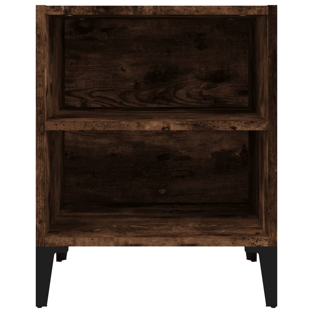 vidaXL Bed Cabinet with Metal Legs Smoked Oak 40x30x50 cm