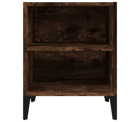 vidaXL Bed Cabinet with Metal Legs Smoked Oak 40x30x50 cm