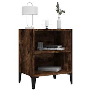 vidaXL Κομοδίνα 2 Τεμ. Καπνιστή Δρυς 40 x 30 x 50 εκ. Μεταλλικά Πόδια