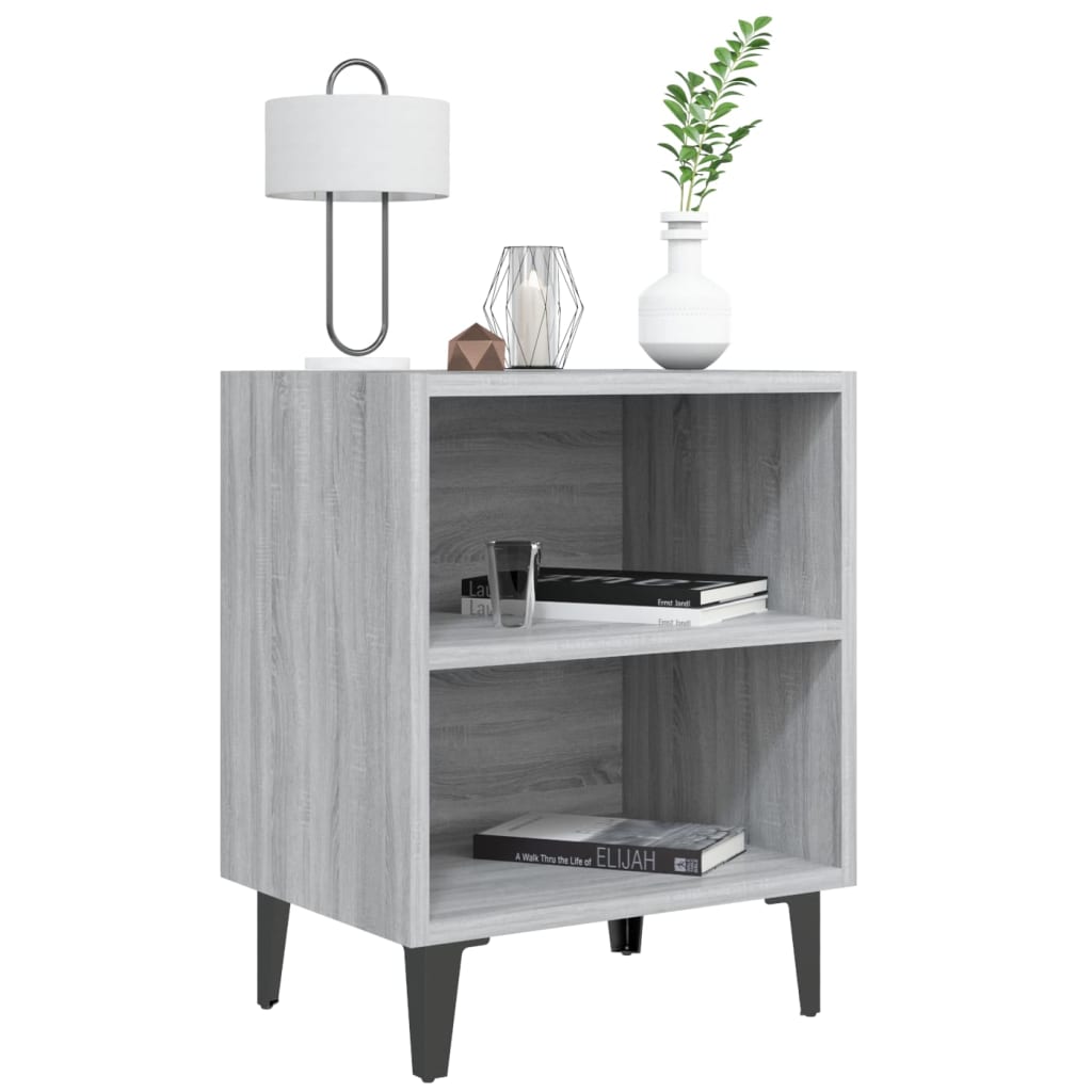vidaXL Nachtkastje met metalen poten 40x30x50 cm grijs sonoma eiken afbeelding