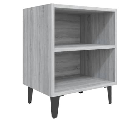 vidaXL Nattbord med metallben 2 stk gr&aring; sonoma eik 40x30x50 cm