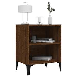 vidaXL Κομοδίνο Καφέ Δρυς 40 x 30 x 50 εκ. με Μεταλλικά Πόδια