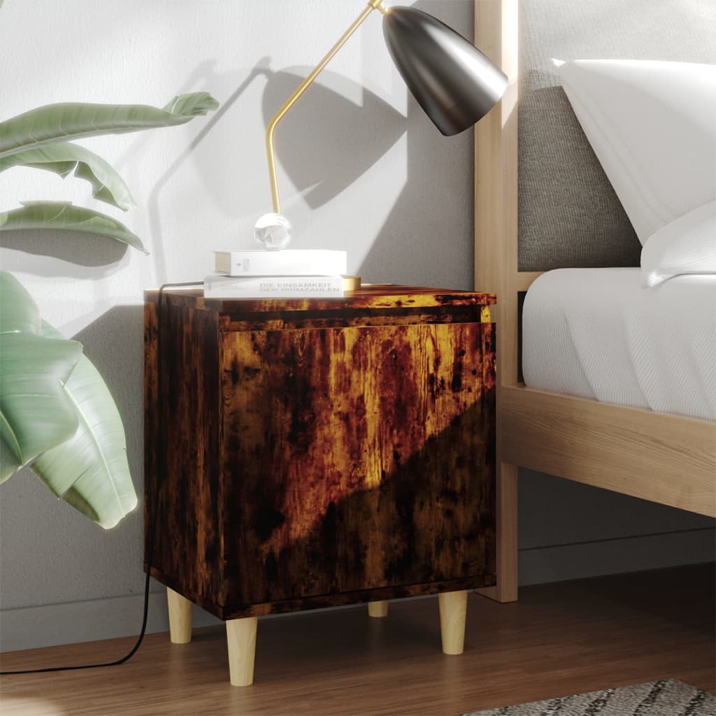 Rocco - Comodino da design in legno con 2 cassetti. Comodino contemporaneo,  tavolino da divano o scrivania in stile industrial con piedi in pegno di  pino laccato.