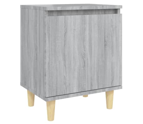 vidaXL Κομοδίνα 2 τεμ. Γκρι Sonoma 40x30x50 εκ. με Μασίφ Ξύλινα Πόδια