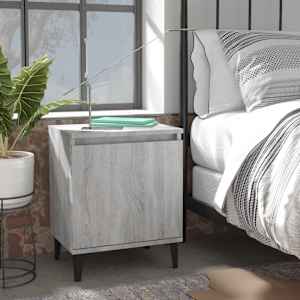 Nočna omarica s kovinskimi nogami siva sonoma 40x30x50 cm