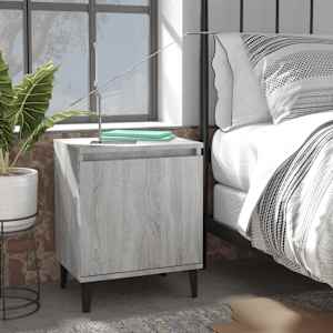 Nočne omarice s kovinskimi nogami siva sonoma 40x30x50 cm