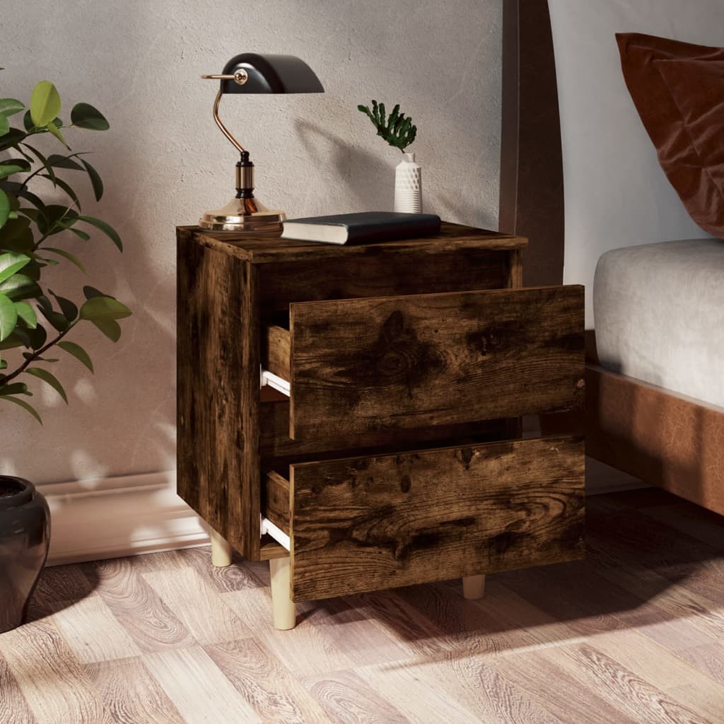 

vidaXL Nachtkastjes 2 st met houten poten 40x35x50 cm gerookt eiken